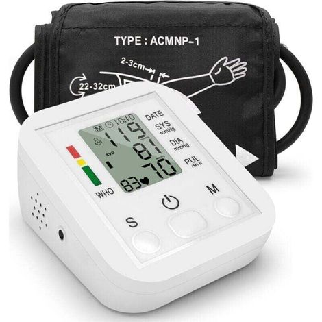 -Tensiomètre électronique Portable, Type brassard domestique, sphygmomanomètre avec écran LCD, mesure précise (1/3)