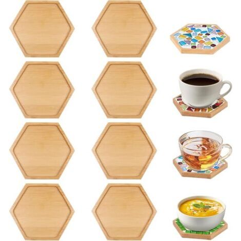 Lot de 8 sous-verres en bambou naturel – Idéaux pour DIY, décoration intérieure, bougies, spas, rituels bien-être et art déco végétal (1/5)
