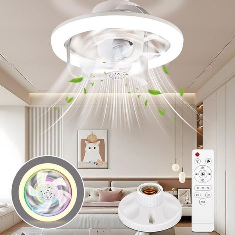 Deckenventilator mit Licht, RGB-Deckenventilator mit E27-Fassung, Ventilatorleuchte, (28 cm x 18 cm) (1/4)