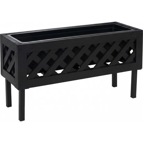 [NEUWERTIG] Pflanzkasten HHG-474, Blumen-/Pflanzkübel Blumenkasten, In-/Outdoor Akazie Holz MVG-zertifiziert 35x64x24cm schwarz