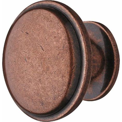 Poignée de meuble bouton vintage rond métal cuivré bronze rustique ancien antique porte armoire commode penderie (1/3)