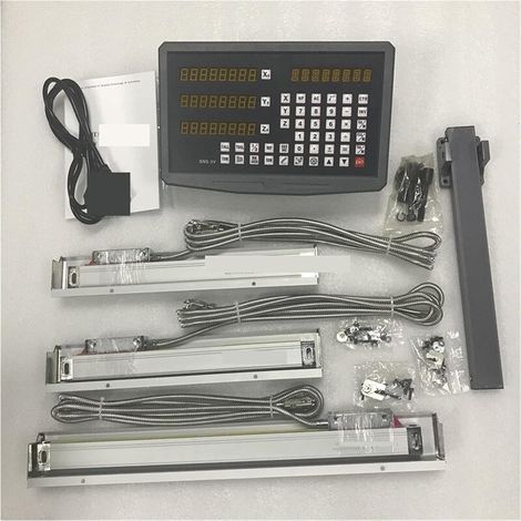 Échelle linéaire numérique Haute précision Foreuse à 3 Axes/Tour/fraiseuse Lecture numérique et 3 pièces Écailles linéaires/Système de capteurs linéaires pour la Machine de Tour de fraisage de m (1/5)