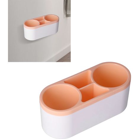 Étagère murale autocollante, support de sèche-cheveux à ventouse créatif, porte-peigne, accessoires de salle de bain, orange. (1/5)