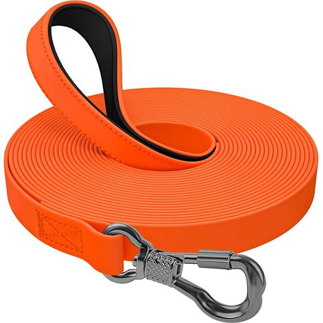 Longe pour Chien, 20M Laisse de Dressage étanches pour Chiens, Laisse pour Chien avec Poignée Confort et Mousqueton Verrouillable, L (1/5)