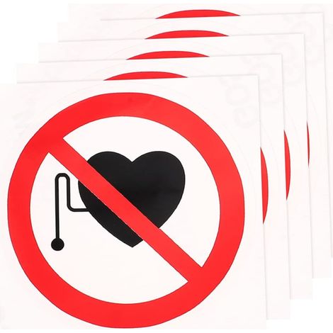 Juego de 5 pegatinas redondas de "Prohibido su uso", de vinilo impermeable, 100 mm de diámetro, señalización de seguridad industrial para superficies lisas interiores y exteriores. (1/5)