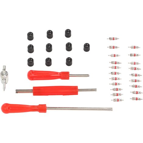 Kit d'outils universel multi-usages de 34 pièces pour le démontage et l'installation de valves de pneus, compatible avec les camping-cars, les vélos et les automobiles. (1/5)