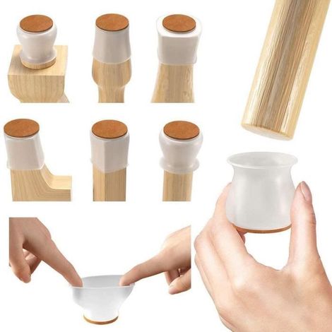 38 embouts de protection pour pieds de chaise en bois dur,Protection de sol en silicone avec patins en feutre pour éviter les rayure (1/4)