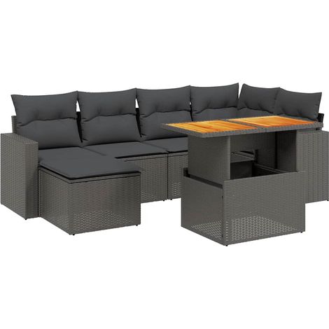 Maison Exclusive - Set Divani da Giardino con Cuscini 7pz Nero Polyrattan (1/3)