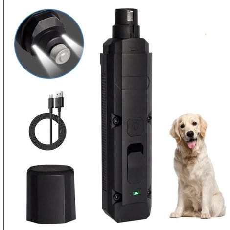 Leise elektrische Hunde-Krallenfeile – Schwarzes Krallenpflege-Set – Mit LED-Leuchten – 8.000 U/min – Wiederaufladbar – Geeignet für alle Hundegrößen (1/5)