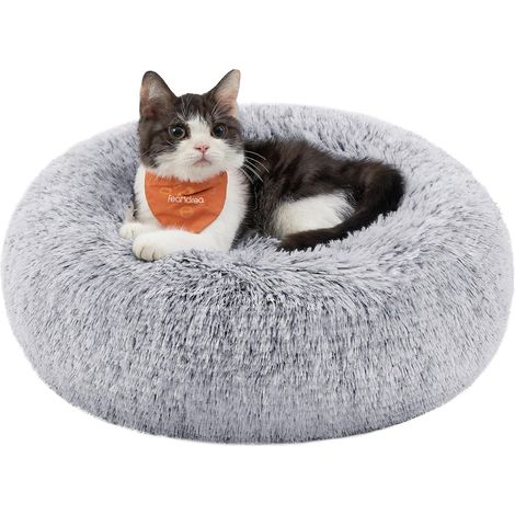 1 Lit Pour Chien Rond, Tissu Peluche Doux, Coussin Central Amovible, Fond Antidérapant, Pour Chat Et Petit Chien (1/5)