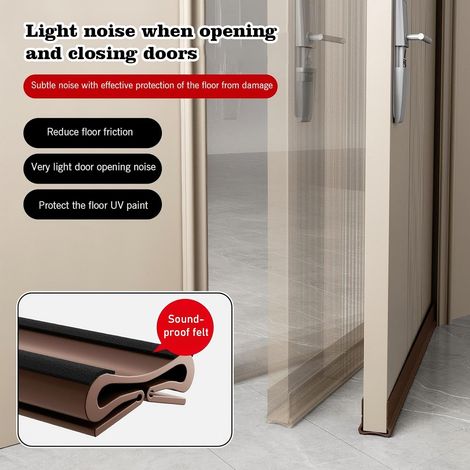 Guarnizione inferiore per porta marrone da 93 cm, striscia sigillante in silicone senza bisogno di colla, isolamento acustico per porta, guarnizione antispiffero per porta, soglia della porta (marrone (1/4)