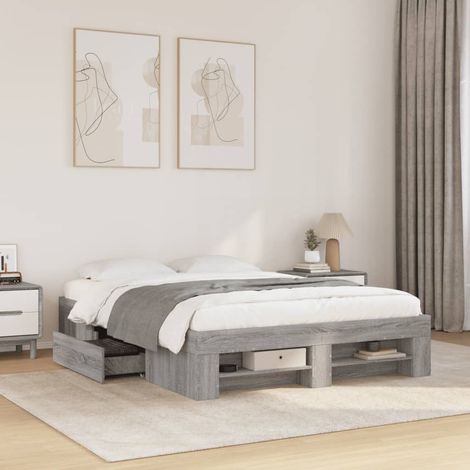 Bettgestell Grau Sonoma 120x190 cm Holzwerkstoff (1/5)