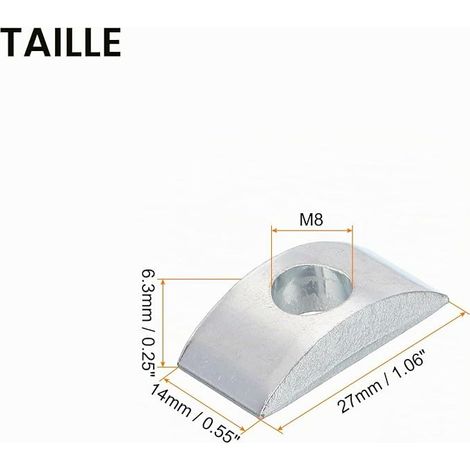M8 Half Moon Nuts Washers Solid Iron Half Moon Lock Washer Spacer Connector Hardware Fittings Silver Lock Washer Spacer Connector Material Fittings (1/4)