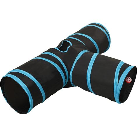Katzentunnel 3-Wege Schwarz und Blau 90 cm Polyester