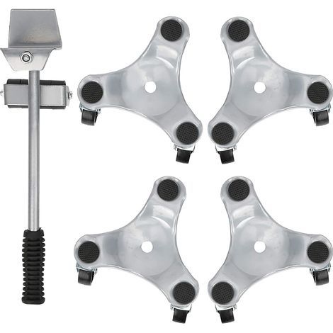 Kit de Déménagement et de Levage de Meubles avec 4 Curseurs, roulettes pour Meubles à 3 Roues Plaque Mobile de Levage en Argent pour Objets Lourds Portant 400KG (1/5)