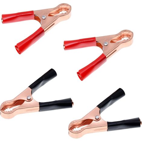 4 Stück Krokodilklemmen, Metal Krokodilklemme, Heavy Duty Batterie Klemmen, Rot Schwarz Krokodilklemmen Klein, Vollisolierte Alligator Clip, Starterkabel Klemmen, für Autobatterien Starthilfekabel (1/5)