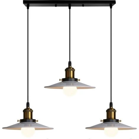 3 Lustres Suspensions Vintage Industrielle Plafonneir Luminaire Réglable en Métal pour Salon Chambre (1/4)