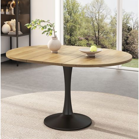 Ausziehbarer Esstisch 100/140 x 100 x 75 cm in Eiche, oval, modern und platzsparend (1/5)
