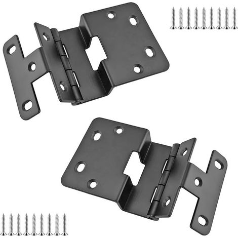 Lot de 2 Charnières Pliables, Charnière Porte Boîte Bois, Charnières à Quatre Plis pour Armoire et Meubles, Accessoires de Meubles, Noire (1/5)