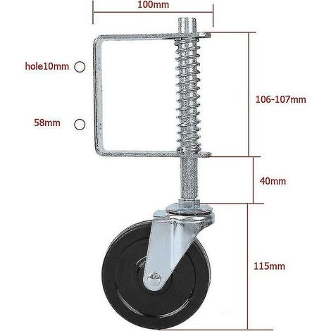 4 Inch Rubber Gate Wheel Spring Loaded Swivel Caster Heavy Duty 220lbs Load Capacity (1/5)