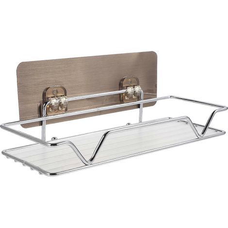 Support mural pour flacon de gel douche avec ventouse argentée (1/5)