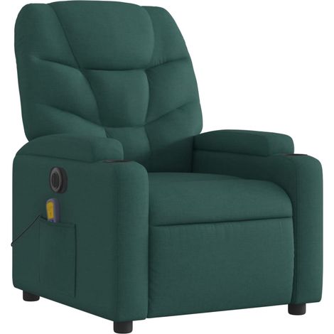 Poltrona relax TV elettrica reclinabile funzione massaggio 6 punti massaggio in tessuto verde scuro DEC027282