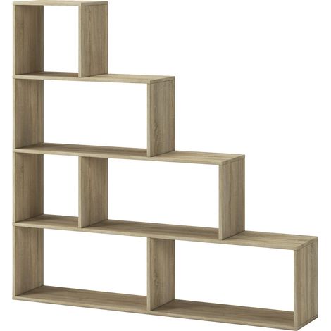 Libreria Design Zig Zag Scaffale Mensola Moderna 6 Vani A Giorni E Ripiani Mobile per Libri per Soggiorno Salotto Camera Studio 143 x 144.9 x 27.9 Cm Rovere (1/3)