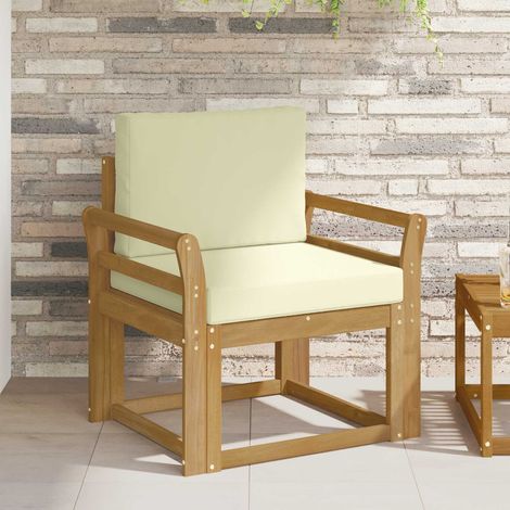 Ensemble Canapé de Jardin 2 Pièces en Bois d'Acacia Massif Blanc et Crème, 14.5kg - PANGIVO (1/5)