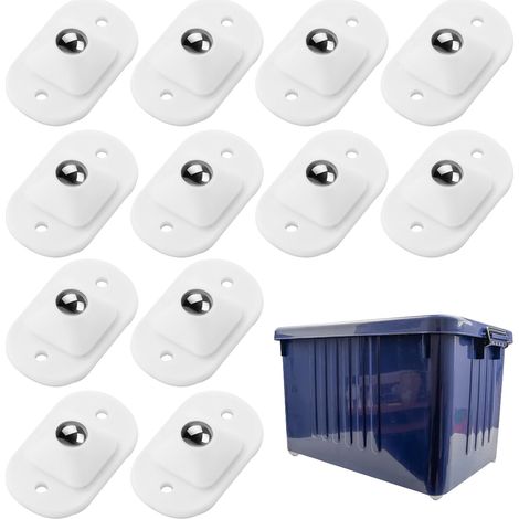 12 roulettes auto-adhésives pivotantes 360° inox, pour petits meubles/objets légers