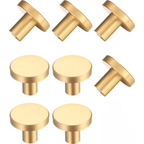 8 Pièces Boutons de Tiroir en Laiton Doré, Boutons de Meubles Armoire Ronds en Or, Poignees de Porte de Cuisine pour Décor - 20 25 mm (1/5)