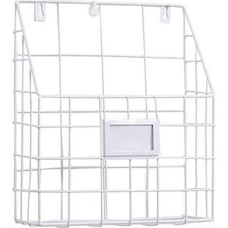 1 porte-revues/journaux en métal pour bureau et entrée (blanc) (1/5)