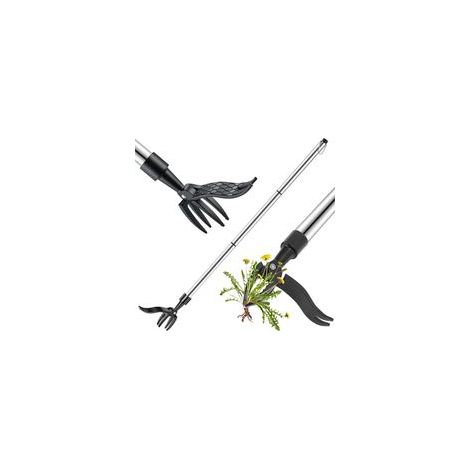 Désherbeur À Main Outils, Outil Manuel de désherbage Outil de désherbage à Long Manche avec 4 Griffes Extracteur de Mauvaises Herbes Désherbage en Acier Inoxydable Outil pour Pelouse Jardin