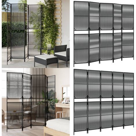 Paravent 5-tlg. Schwarz Poly Rattan - Raumteiler - Paravent - Trennwandsystem - Privacy Screen - Design Möbel - Home & Living (1/5)