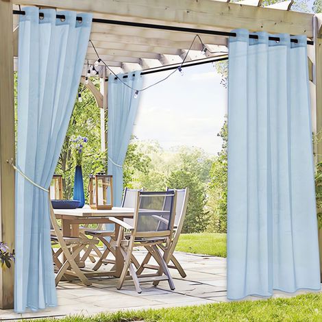 Rideau D Écran Extérieur - Polyester Imperméable - Pour Terrasse Pavillon Fenêtre - 213 x 132 cm - Bleu (1/5)