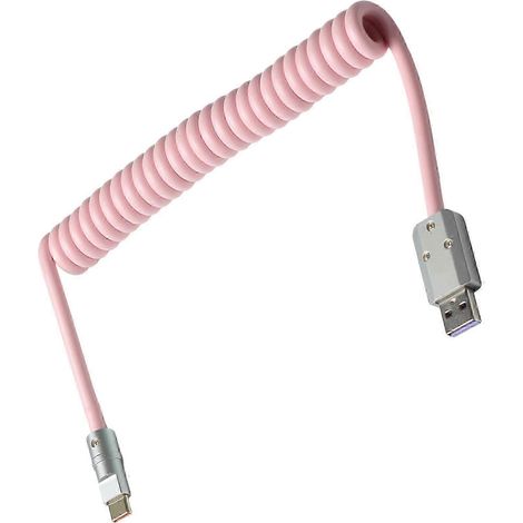 Câble USB-C vers USB-C à charge rapide, 100 W, compatible avec le transfert de données pour téléphones et tablettes (rose, secteur). (1/5)