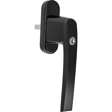 Poignée de fenêtre avec clé, Aluminium, Carré 7 mm, Noir, Système de verrouillage sécurisé, Comprend 2 clés, Convient pour fenêtres à battant et à oscillo-battant, Modèle 2550 (1/5)