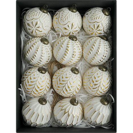Bolas navideñas antiguas de 8 cm, adornos decorativos, decoraciones para el árbol de Navidad, adornos, bolas navideñas, oro de 8 cm, 12 piezas (1/2)