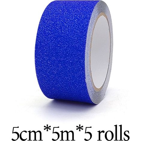 Ruban adhésif antidérapant givré en PVC haute viscosité, 5 cm x 5 m x 5 rouleaux, autocollant imperméable pour escaliers de salle de bain. (1/5)