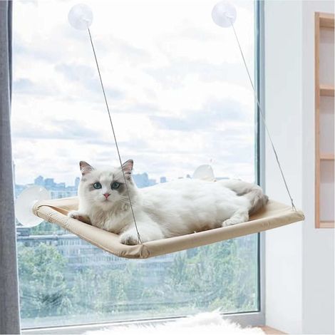 Cama de ventana para gatos de interior - Hamaca para gatos con potentes ventosas