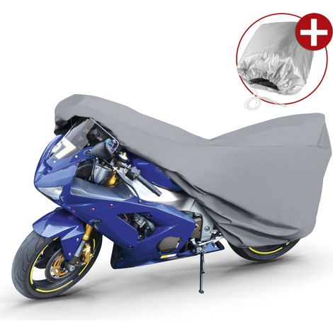 Premium Motorrad Abdeckplane M, Motorrad Abdeckplane aus robustem PVC, Motorrad-Garage wasserdicht - 215x95x120 cm grau (1/4)