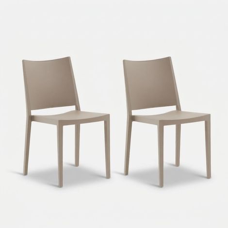 Set 2 sedie impilabili per interno ed esterno Porto - Beige (1/5)