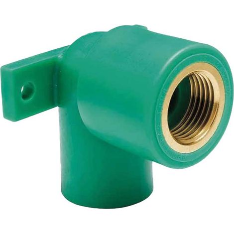 "GOMITO FILETTATO FEMMINA CON STAFFA IN PPR VERDE PN25 Ø20 x 1/2""""F"