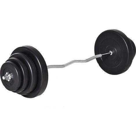 Set Bilanciere 140 cm Barra Curva in Acciaio con 8 Dischi Peso Regolabile 70 Kg (1/5)