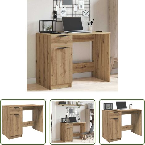 Bureau bois d'ingénierie - Bureau chêne artisanal 100x50x75 cm bois d'ingénierie (1/5)