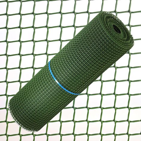 Malla cuadrada plastico 1,0 cm. x 1 metro. verde rollo 25 metros
