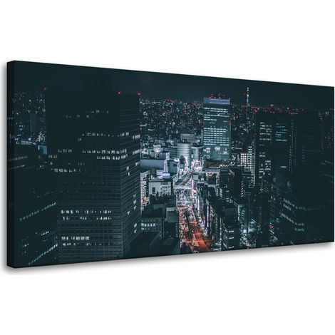 Leinwanddruck „Tokioter Architektur bei Nacht“, 80 x 40 cm