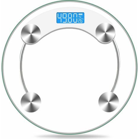 bilancia pesapersone digitale in vetro con portata di 180 kg e display LCD, bianco trasparente (1/4)