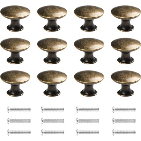 Ensemble de 12 boutons de tiroir en laiton antique, 30 mm de diamètre, pour tiroirs de meubles (bronze vert) (1/5)