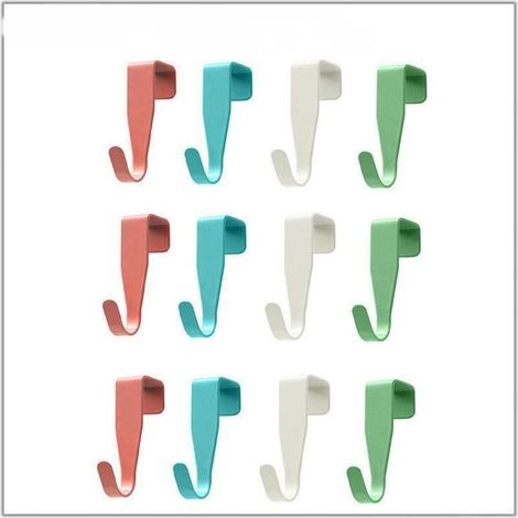 Crochets de Porte Coloré, 12pcs Crochet de Porte en Acier Inoxydable, Crochets pour Rebord de Porte Tiroir, Patère pour Porte Sans Perçage pour Cuisine Salle de Bains Chambre à Coucher (1/5)
