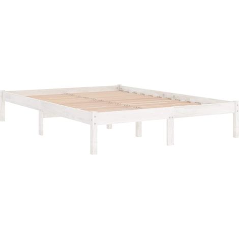Estructura de cama doble sin colchón madera maciza blanco vidaXL (1/4)